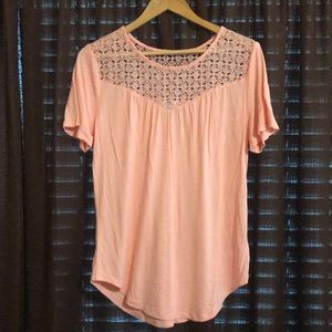 Peach eyelet detail top